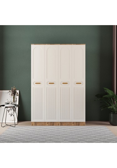 Pera 4 Kapaklı Eko Bazalı Gardırop - Mdf Kapak Aytaşı