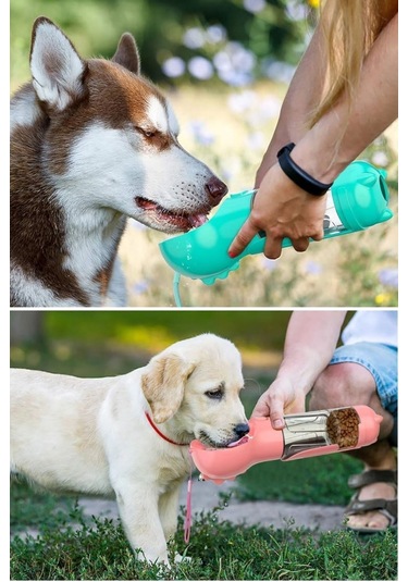 Buffer Taşınabilir Hazneli Mama Kaplı ,kaka Poşetli Kedi,köpek Suluğu-300ml