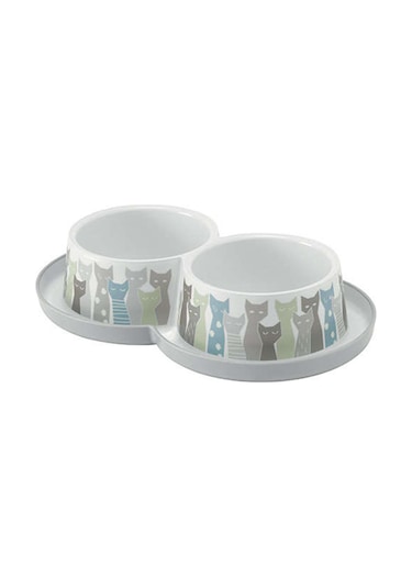 Moderna Trendy Maasai İkili Plastik Kedi Mama Kabı 2 x 350 ML
