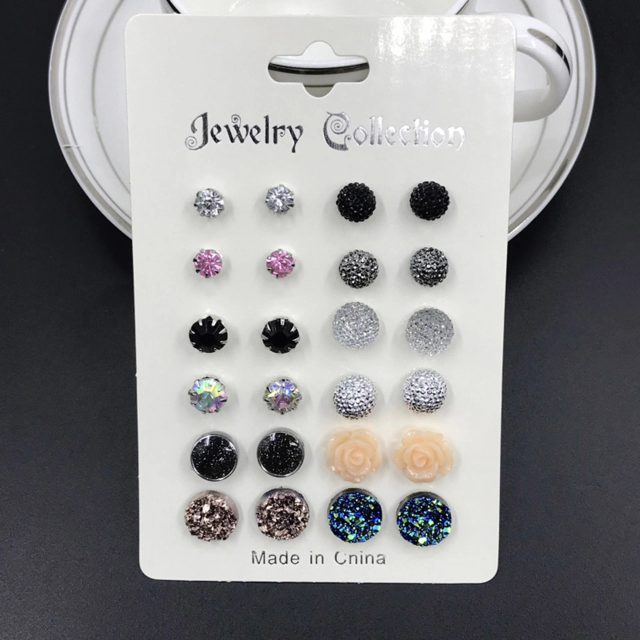 Lemestar 12 Çift Renkli Taşlı Metal Küpe Seti - Zirve Tarz Ve Güzellik İçin Sade Stüdyo Accessuarı 8-12mm Diğer