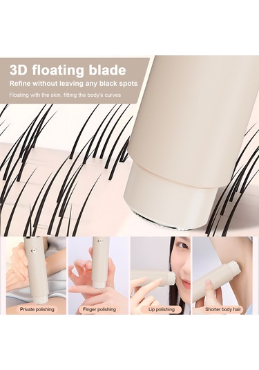 Vkemall Bayan İki Fonksiyonlu Epilasyon Aleti - 3d Kayar Bıçak İnce Tüy + Testere Dişli Bıçak Uzun Tüy - Ipx6 Su Geçirmez - Type-c Şarjlı 300mah Pil - Bej Çok Renkli