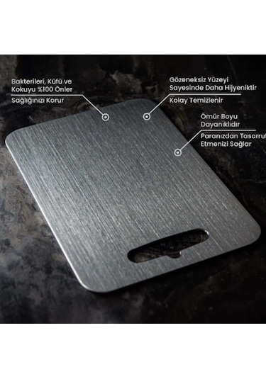 Erya Home Paslanmaz Çelik Antibakteriyel Kesme Tahtası Yüksek Kalite 24 x 36