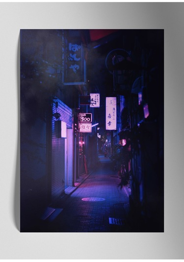 Metal Baskı Parlak Duvar Tablosu - Neon Tokyo