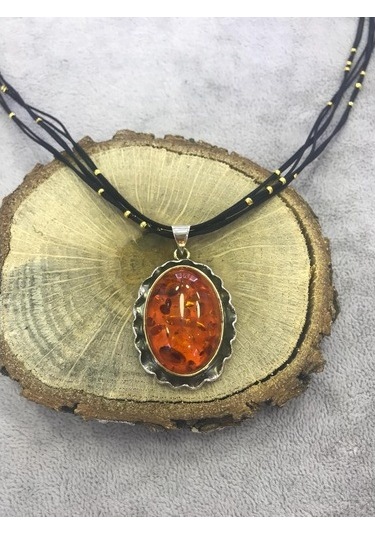 Kehribar Taşlı Gümüş Set 925 Ayar (372671266)