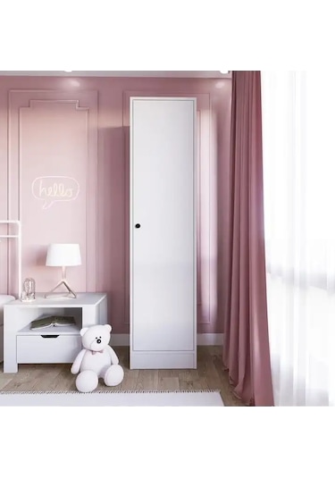 Daisy 45 Cm Beyaz Tek Kapılı Elbise Dolabı - Gardırop Beyaz