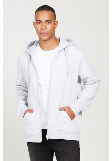 AC&Co / Altınyıldız Classics Erkek Kar Melanj Standart Fit Normal Kesim Kapüşonlu Fermuarlı Sweatshirt Kar Beyaz AC&Co / Altınyıldız Classics Erkek Kar Melanj Standart Fit Normal Kesim Kapüşonlu Fermuarlı Sweatshirt Kar Beyaz