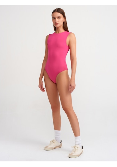 Dilvin Kolsuz Bodysuit Fuşya