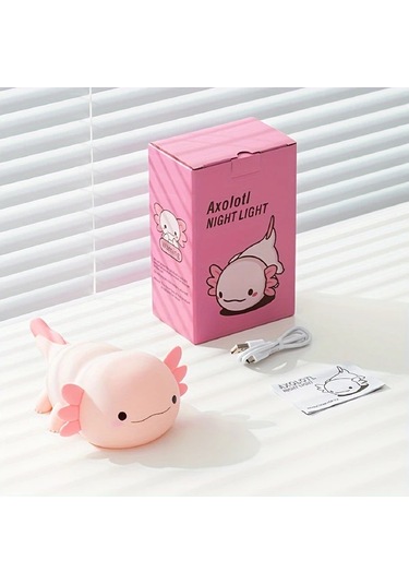 Honeybeeshop Sevimli Akulot Gece Lambası Pembe Dokunmatik Usb Şarj Edilebilir Led Bebek Odası Dekoru Pembe