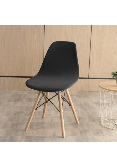 Siyah Kadife Sandalye Spandex Kabuk Düz Renk Arkalığı Koltuk Örtüsü Oturma Odası Ofis Bar Ziyafet Dekorasyon Toz Kapağı