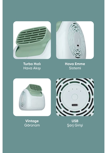 Fressi Jaf28 Taşınabilir Masaüstü Yeşil Usb Fan
