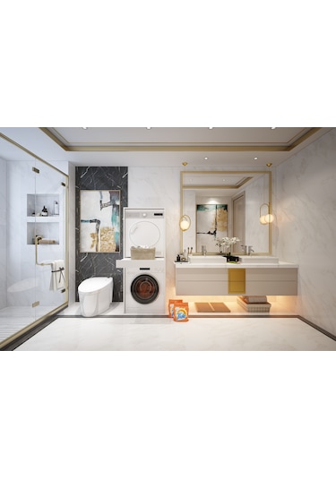 Banyo Dolabı Çamaşır Ve Kurutma Makinesi Dolabı Çekmeceli Beyaz