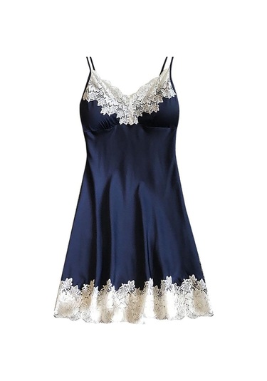 Saten Pijamalar Kadın Bayan Kıyafeti Gecelik Seksi İç Çamaşırı Göğüs Pedleri İle Gümüş