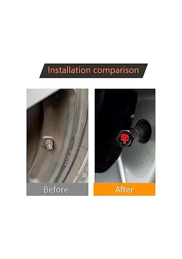 Moveevo Oto Lastik Valf Kapağı 4'lü Set - Hırsızlık Ve Toz Koruma - Siyah Renkli Dikizli Kapaklar