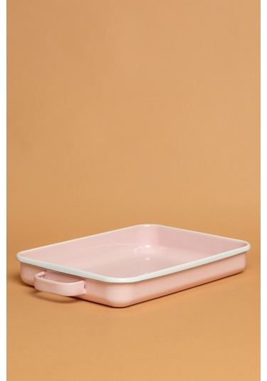 Rosa Di Verona Emaye Kulplu Pembe Fırın Kabı Ebutay Pembe