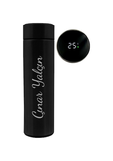 Kişiye Özel Dereceli Termos & İsme Özel Siyah Defter & İsme Özel Roller Kalem Hediye Seti