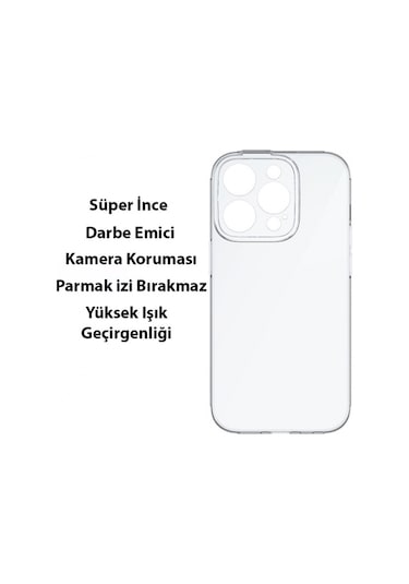 More TR Baseus Simple Case iPhone 14 Pro 6.1 Kamera Korumalı İnce Silikon Şeffaf Kılıf