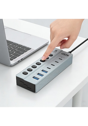 Go Des Gd-9212 7 İn 1 Çoklu Type-c Ve Usb Hub Çoğaltıcı Gri