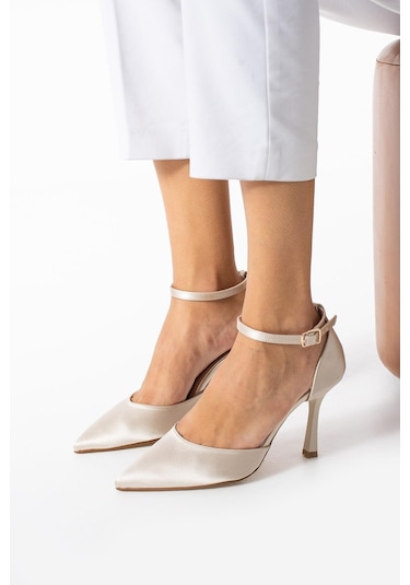 Paris Shoes Kadın Bej Sivri Burunlu Stiletto Bej