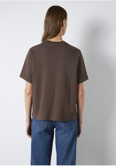 Mavi - Kahverengi Basic İnterlok Tişört 1613820-71603 Kahverengi