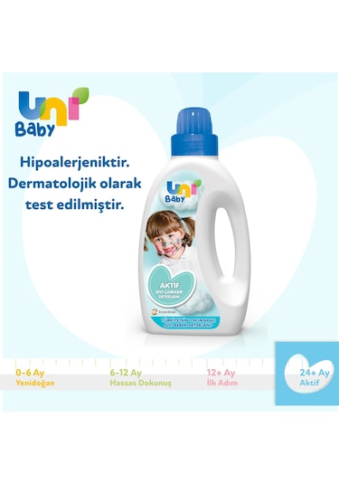 Uni Baby Aktif Sıvı Deterjan 1500 ML 3'lü + Uni Baby Yumuşatıcı 1500 ML 3'lü