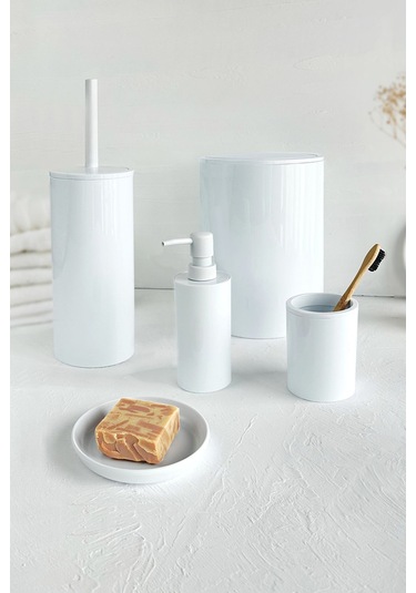 Prima Nova Flores 5'li Banyo Seti - Beyaz Beyaz