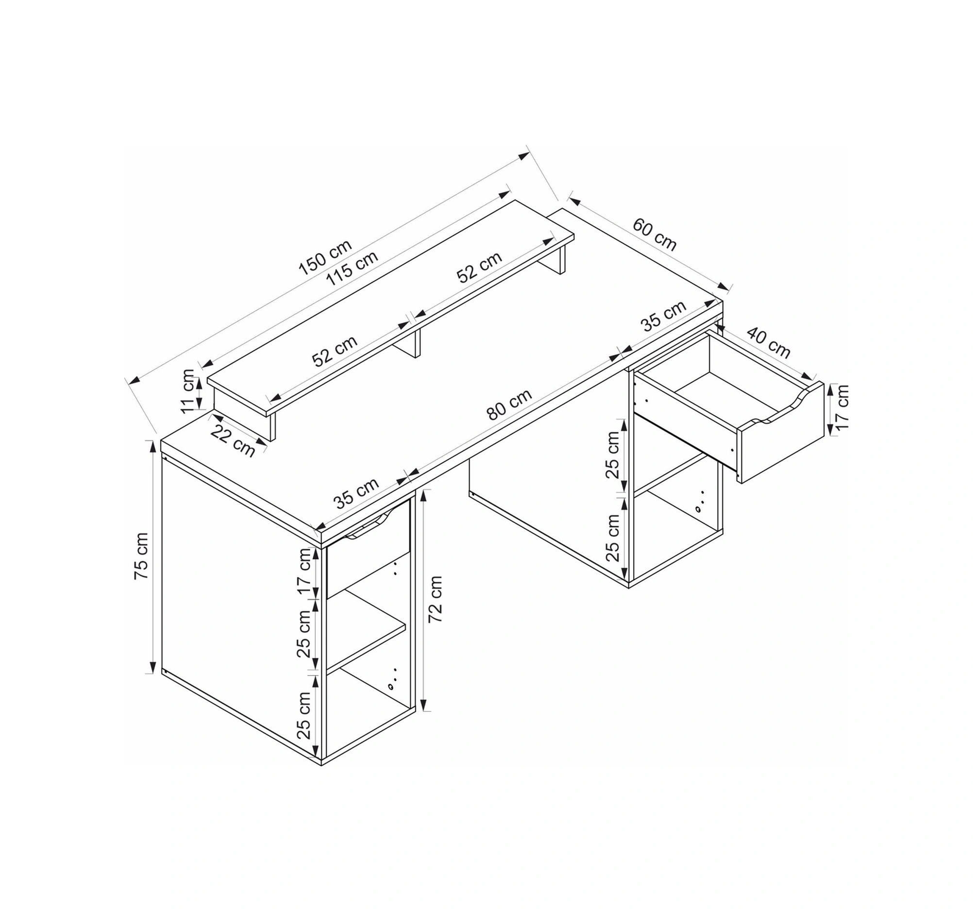 Alen 150 Cm 2 Çekmeceli 2 Dolaplı Çalışma & Oyuncu Masası - Beyaz Beyaz