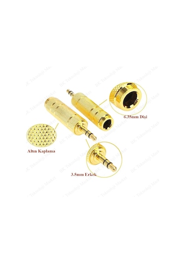 Gold Plated 3.5 Mm Erkek - 6.35 Mm Dişi Dönüştürücü Jack Adaptör