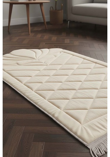 Krem Kapitone Dolgulu Lüks Seccade 65x115 Cm