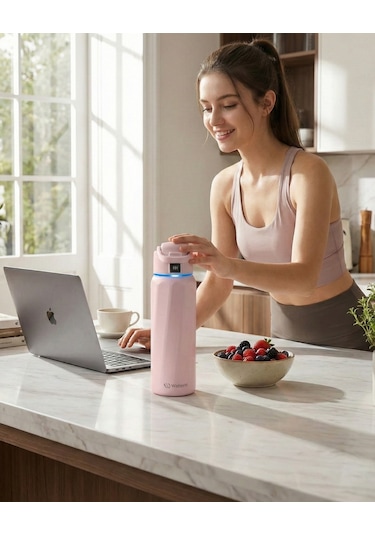 Waterh Boost Akıllı Termos Hidrasyon Takibi Yapan, Yalıtımlı 0,71l / 24oz Akıllı Şişe Açık Pembe