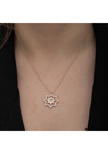 Artsmagazinmücevher Gümüş Rose Kar Tanesi Kadın Kolye