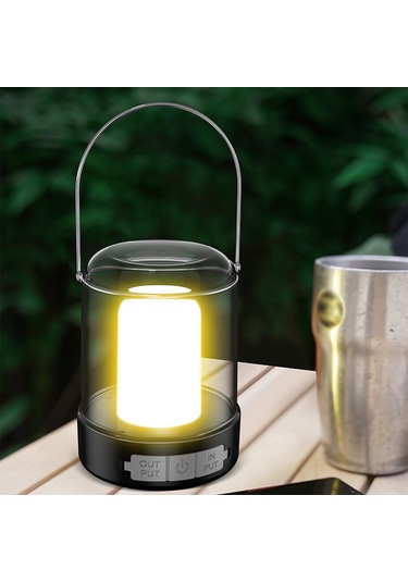 Yifomall Siyah Kamp Lamba, 2400mah Powerbank, 3 Işık Modu Beyaz/ıslak/şamdan , Usb-c Şarj, Ipx4 Su Geçirmez, 2-15 Saat Kullanim Süresi Siyah