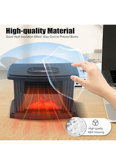 Cncest Elektrikli Soba Ayaklı Isıtıcı, 3d Alevler Ve Odun Yakma Efekti - 1000w