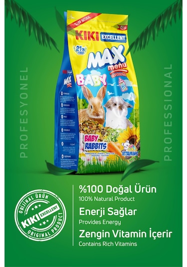 Kiki Excellent Kemirgen Max Menu Baby Rabbits Yavru Tavşan Yemi 1 kG