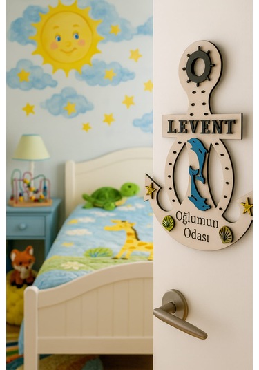 Çocuk Odası Kapı Veya Duvar Süsü Kişiye Özel İsim Yazılı No:1003 Krem