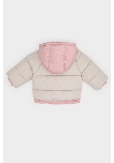 Defacto Kız Bebek Kapüşonlu Fermuarlı Şişme Mont C5312a525auer120 Ekru