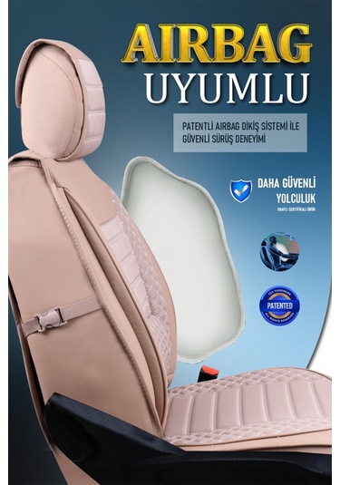 Citroen C5 Lüx Deri Oto Koltuk Kılıfı Ön Arka Takım Safir Serisi Bej
