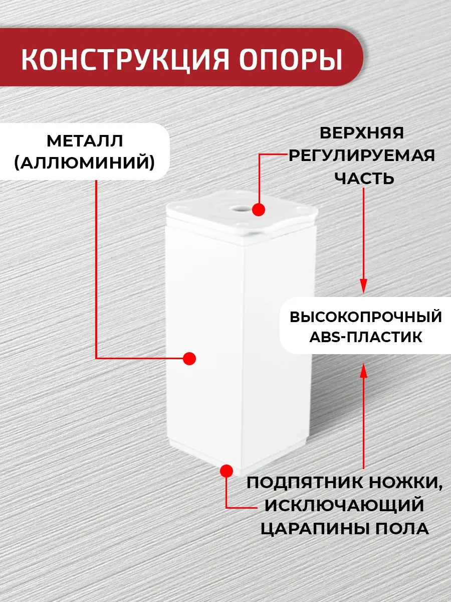 Artena Mobilya Ayakları Ayarlanabilir Beyaz 100 Mm - 4 Adet + Montaj Aparatı 266030213 Beyaz