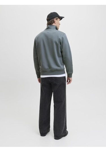 Jack & Jones Jjesoho Hn Noos Sweat Fermuarlı Yarım Yaka Erkek Sweatshirt Gri