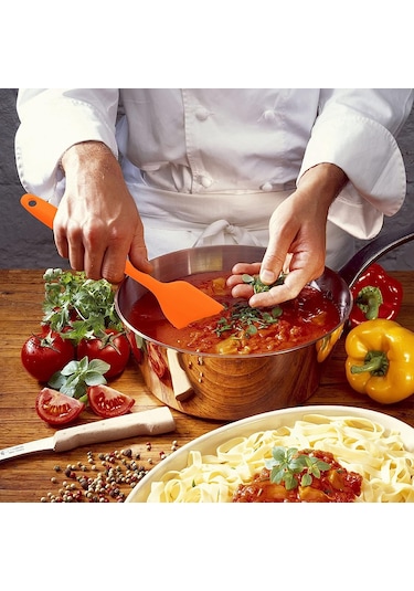3lü Turuncu Silikon Spatula Seti Isıya Dayanıklı Yanmaz Yapışmaz