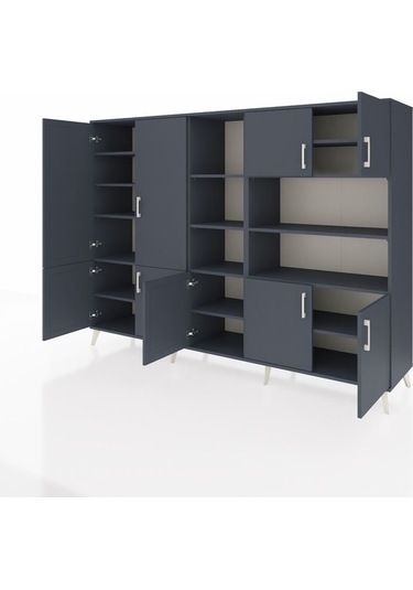 Hyperion Dolap 14 Raflı 9 Kapaklı 220x44x163 Antrasit-antrasit Antrasit-antrasit