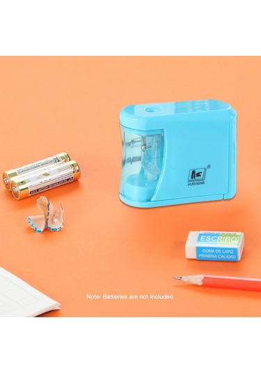 Geeksen Otomatik Kalem Kesici, Öğrencilere Uygun, Kapağı Açınca Durur, 2 Aa Pil İle Çalışır Pil Yok , Mavi