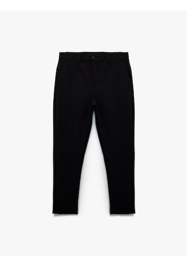 Koton Slim Fit Cep Detaylı Düğmeli Esnek Kumaş Pantolon Siyah 6wam40084hw Siyah