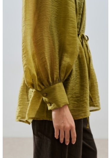 Geniş Manşetli Kuşaklı Tunik Sarı Sarı