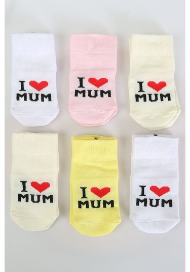 Pamuklu 6'lı Yenidoğan Erkek Bebek Çorap Mum Pembe