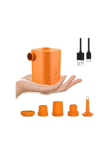 Beyaz 1 Takım 5 Nozullu Deflatör Pompası Çok Yönlü Kullanım Hafif Dayanıklı Çadır Kamp İçin Şişme Elektrikli Hava Beyaz