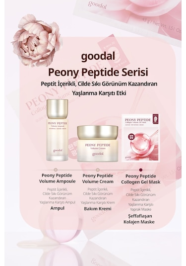 Şeffaflaşan Kolajen Hidrojel Maske Peptit İçerikli Goodal Peony Peptide Collagen Volume Gel Mask