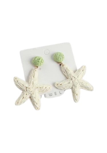 Waves And Pebbles Beyaz Denizyıldızı Küpe Beyaz