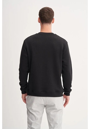 Cazador Kalın Diyagonal Dokulu %100 Pamuk 3 İplik Regular Fit Sweatshirt 25k Siyah