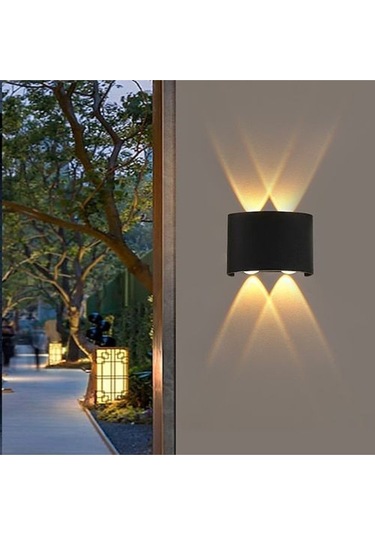 4 Watt Amber Işık Ledli Dekoratif Işık Süzmeli İç Ve Dış Mekan Aplik, Modern Armatür, Şık Armatür Siyah