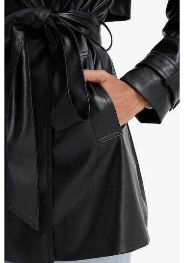 Defacto Siyah Kadın Trençkot E8596ax/bk27 Siyah